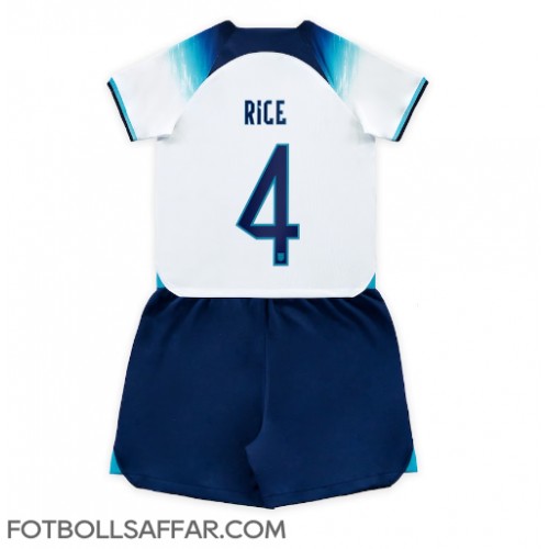 England Declan Rice #4 Hemmadräkt Barn VM 2022 Kortärmad (+ Korta byxor)